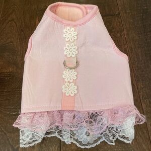 Pink Lace Flowers Dog Velcro Harness Size S